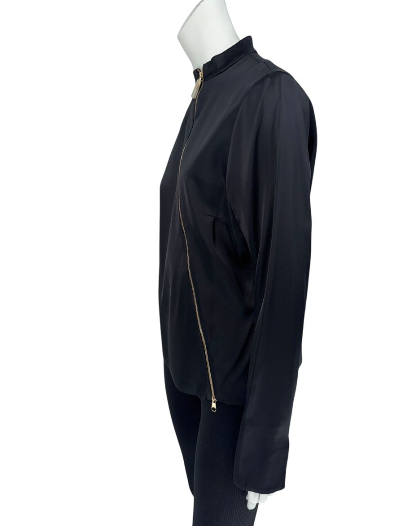 Christian Dior Black Asymmetric-Zip Blouse – Size FR 44 (US 12)
