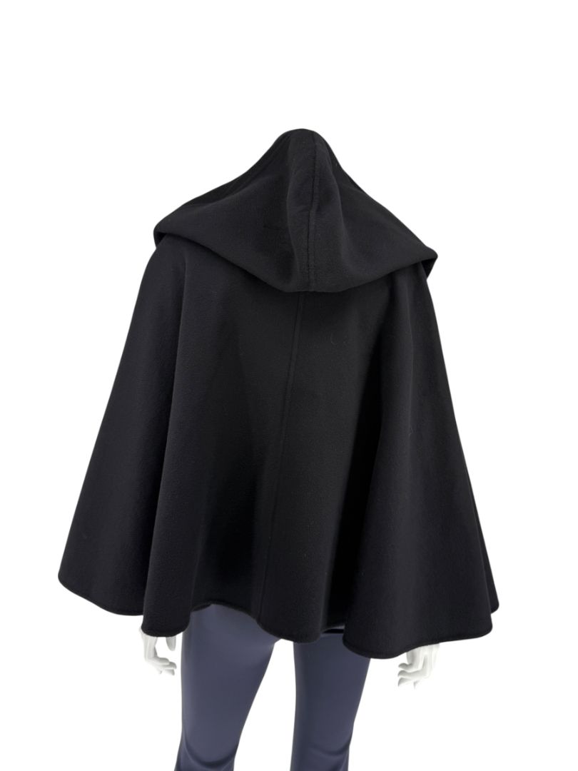 Giorgio Armani Black Wool-Cashmere Hooded Cape – Size IT 46 / US 10