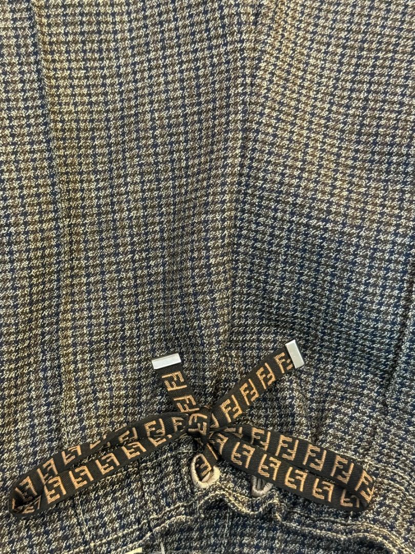 Fendi Roma Grey Wool-Blend Checked Pantsuit – Size IT 42 (Jacket) / IT 40 (Pants)