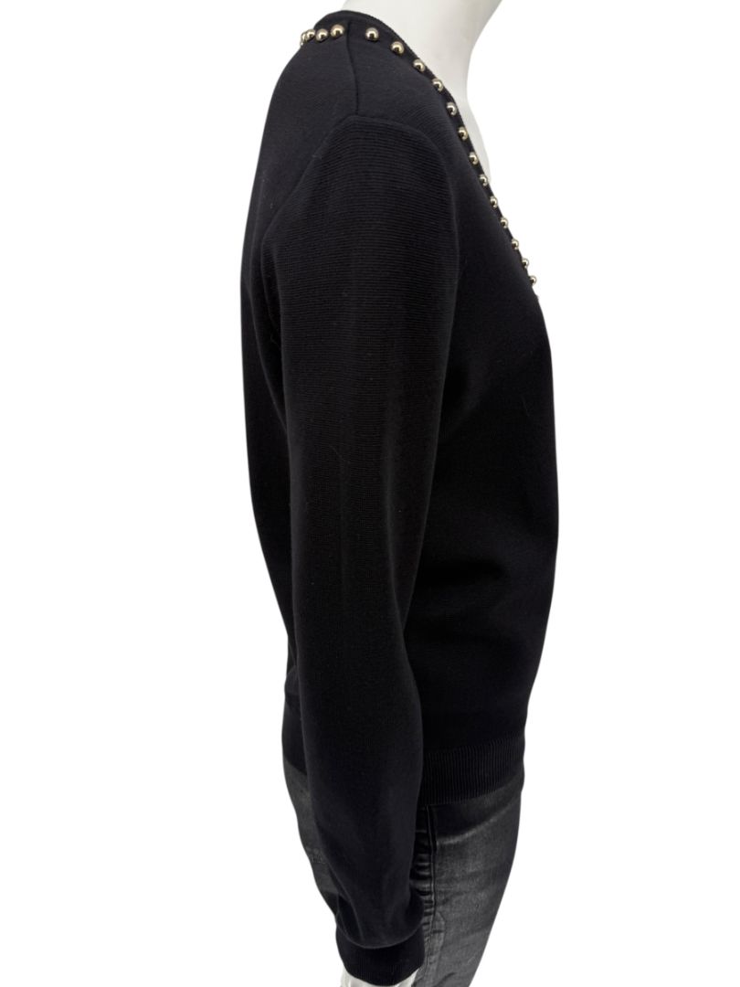 Givenchy Paris Black Wool Studded V-Neck Sweater – Size M