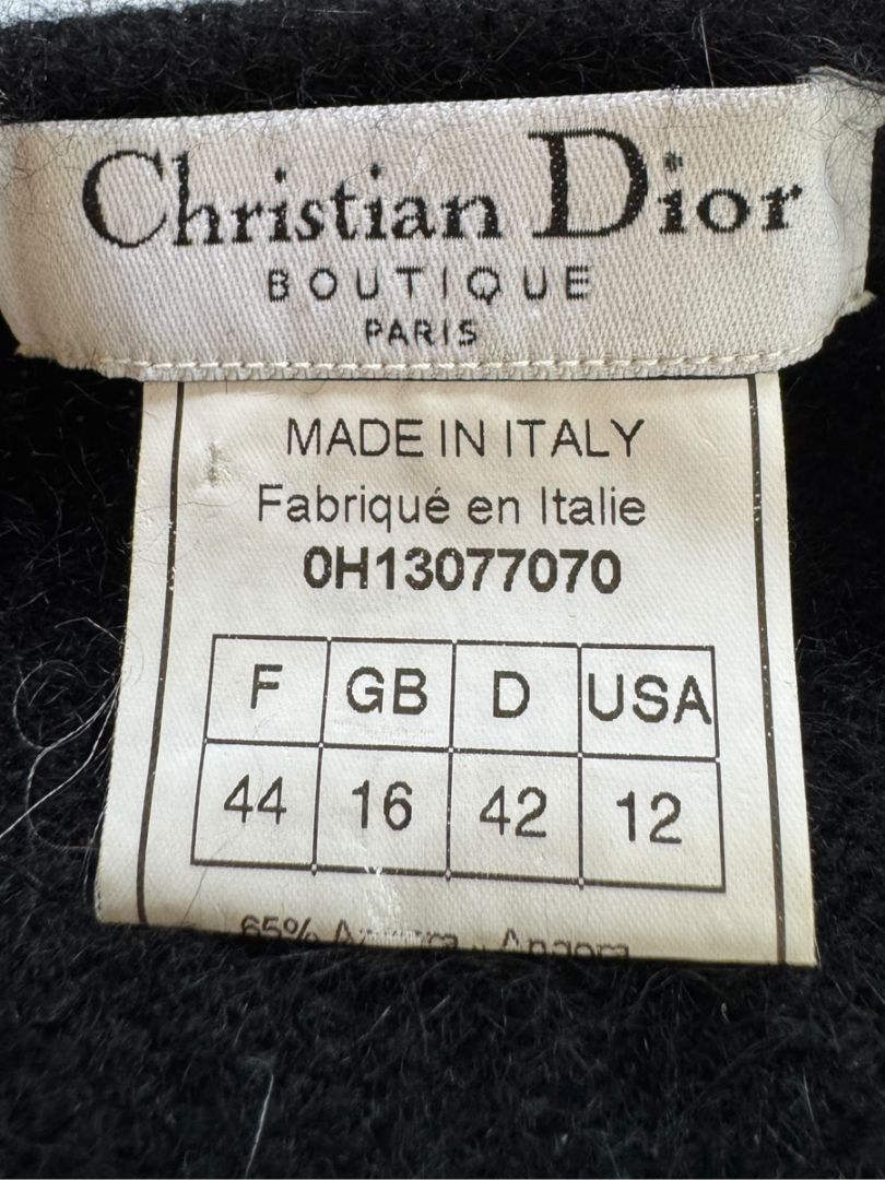 Christian Dior Black Angora-Wool Wrap Sweater – Size 44 (FR) / 12 (US)