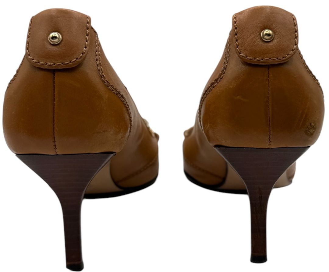Gucci Tan Leather Horsebit Pumps – Size 36.5 – Good Preowned Condition
