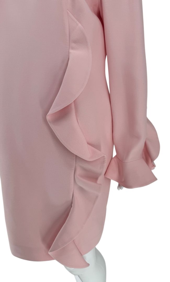 Valentino Pink Crepe Ruffle Detail Dress – Size 10 – Very Good Preowned Condition