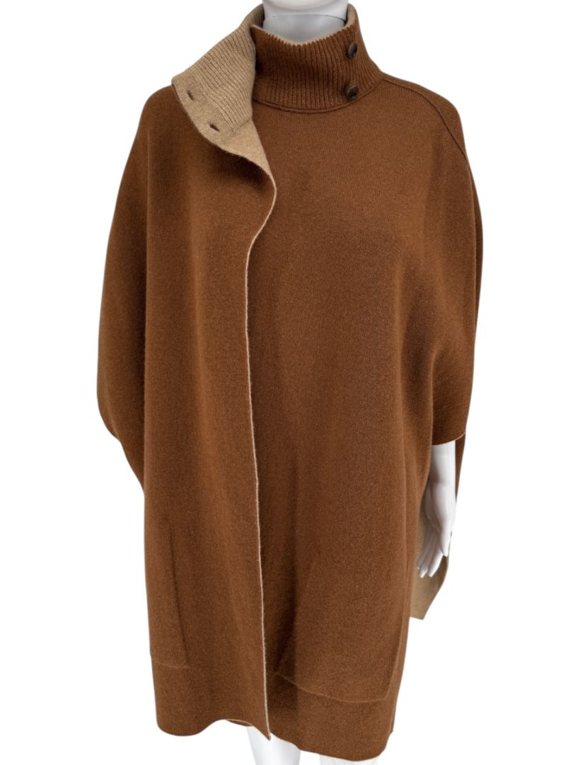 Akris Reversible Herringbone Cape Jacket - Size 10