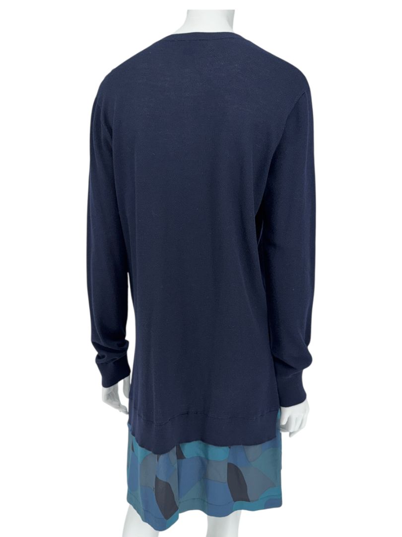 Louis Vuitton Navy Knit Tunic Dress with Printed Hem - Size L