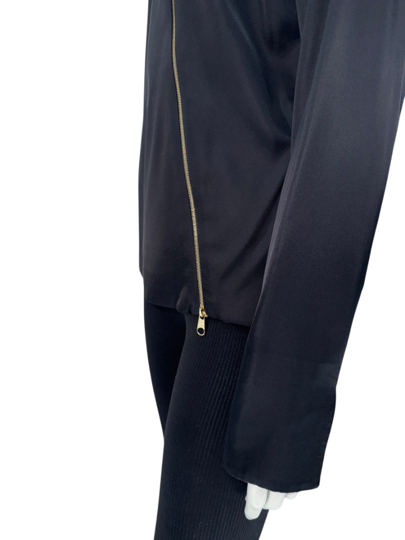 Christian Dior Black Asymmetric-Zip Blouse – Size FR 44 (US 12)