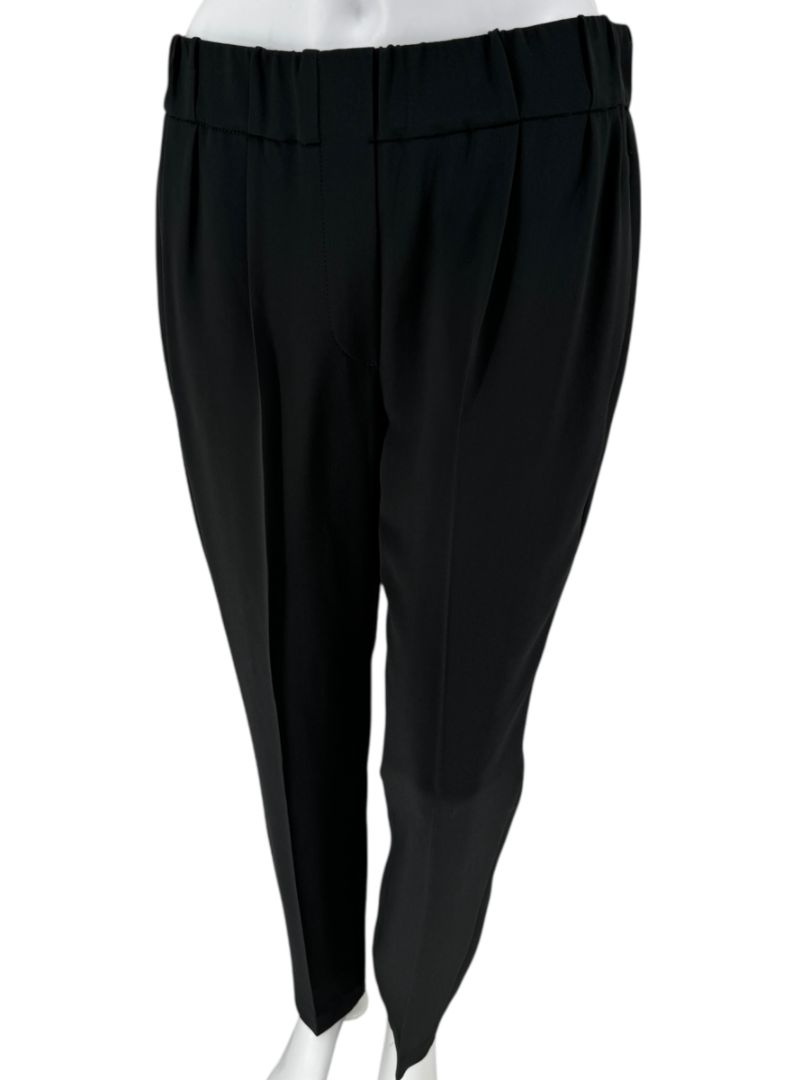 Brunello Cucinelli Black Tapered Pull-On Trousers with Side Pockets – US 8