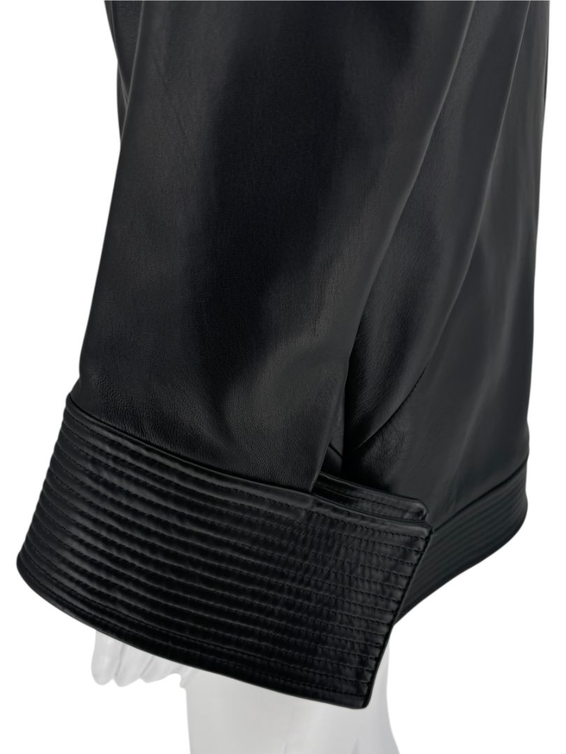 Pamella Roland Black Lambskin Moto-Inspired Leather Jacket – Large
