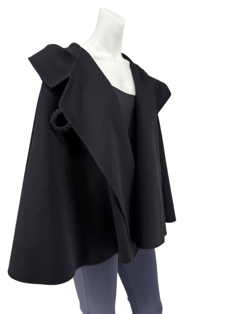 Giorgio Armani Black Wool-Cashmere Hooded Cape – Size IT 46 / US 10