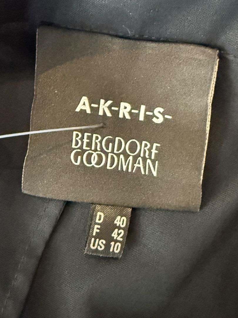 Akris Bergdorf Goodman Black Sleeveless Sheer Silk & Cotton Tie-Front Blouse – Size 10