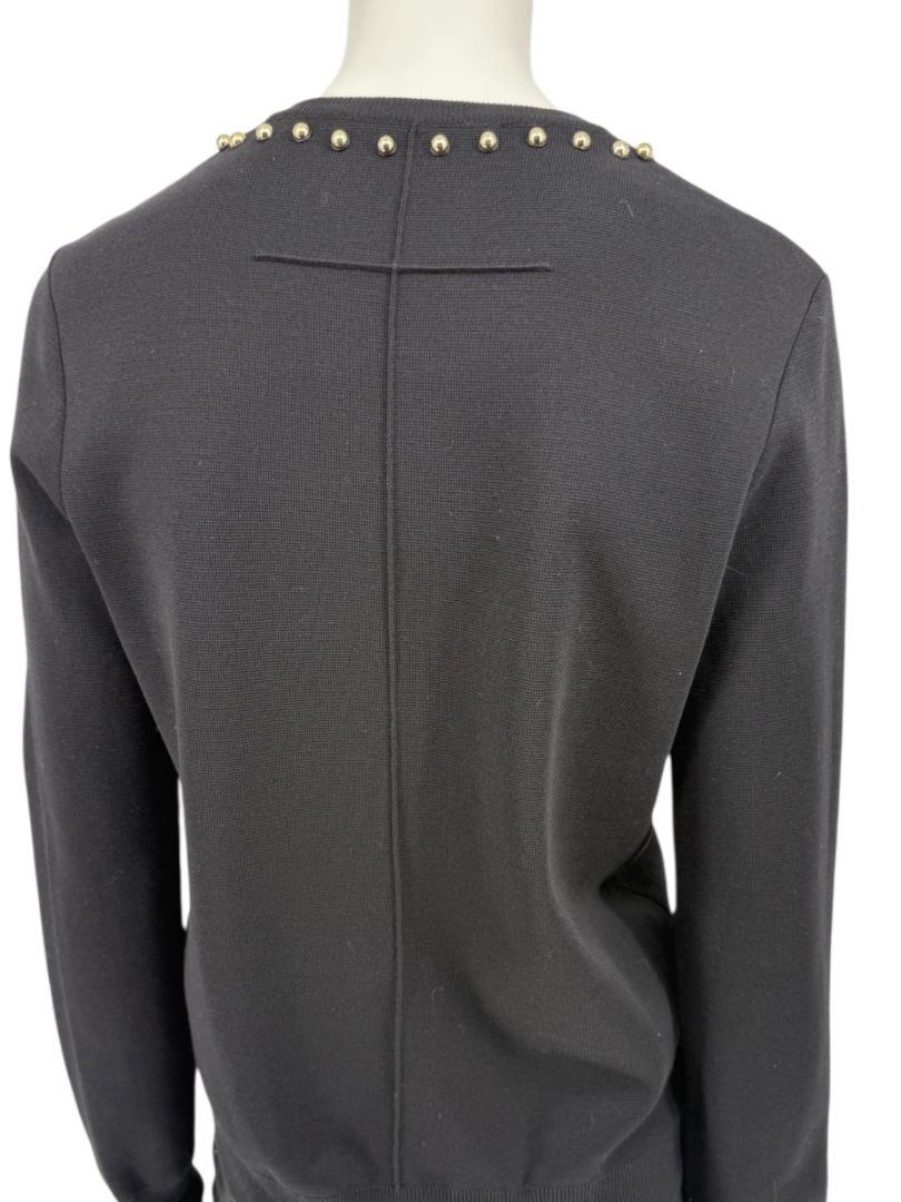 Givenchy Paris Black Wool Studded V-Neck Sweater – Size M