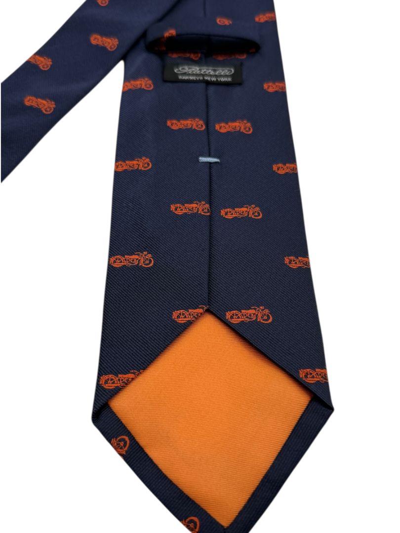 Piatelli Navy Motorcycle Motif Silk Tie