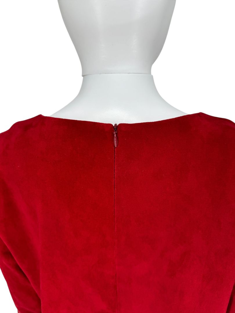The Row Ruby Red Suede Sheath Dress – Size 8