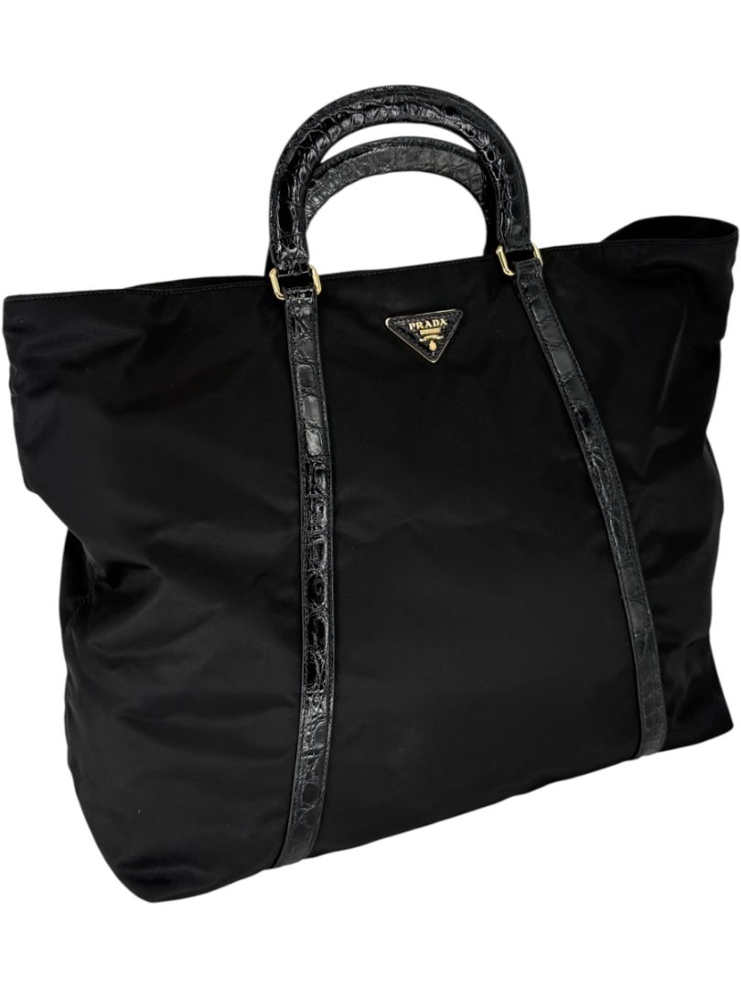 Prada Tessuto Nylon & Leather Trim Tote – Nero