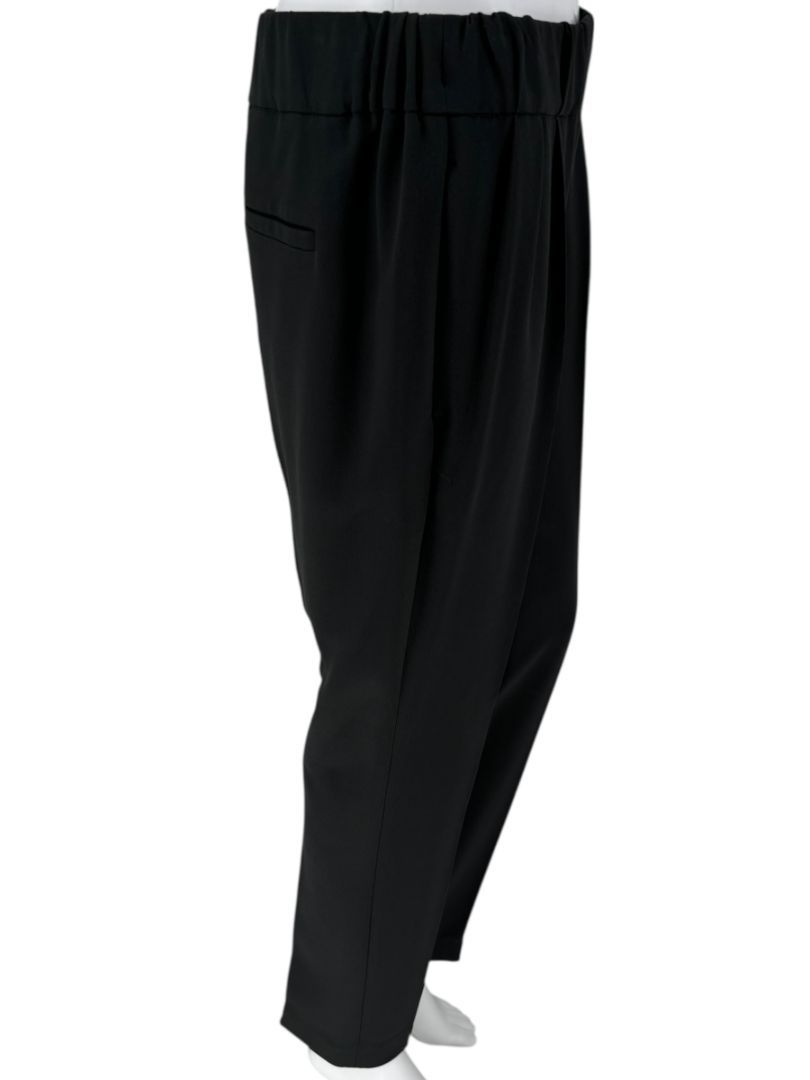 Brunello Cucinelli Black Tapered Pull-On Trousers with Side Pockets – US 8