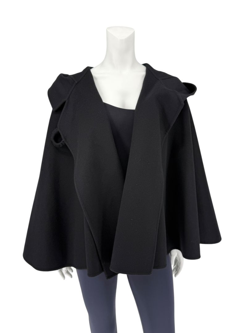 Giorgio Armani Black Wool-Cashmere Hooded Cape – Size IT 46 / US 10