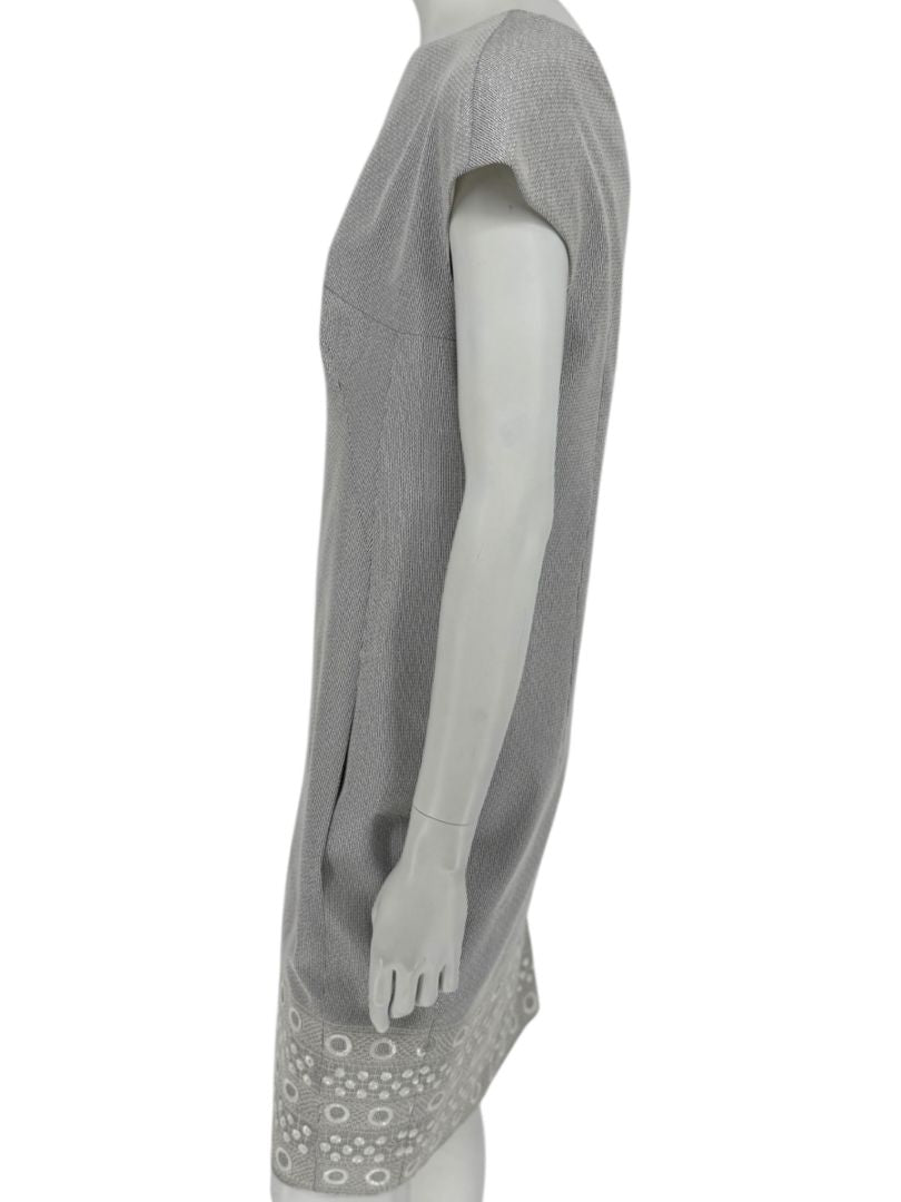 Pamella Roland Grey Beaded Sheath Dress – Large