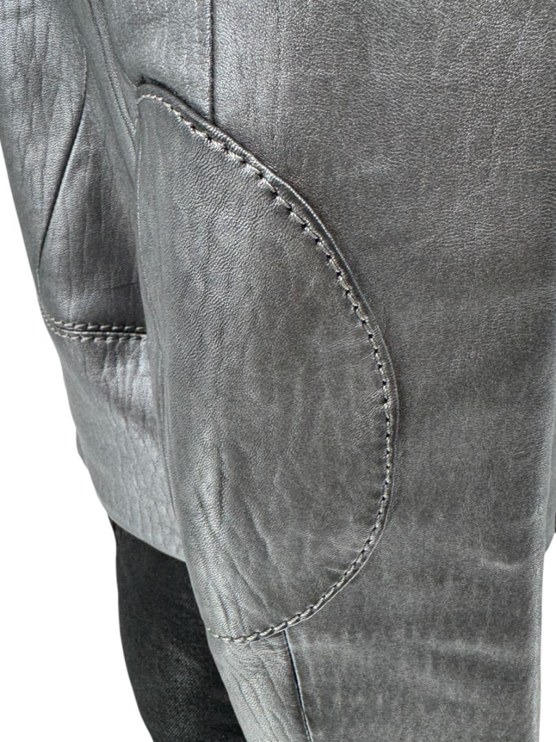 Louis Vuitton Metallic Grey Lambskin Moto Jacket – Size FR 40 (US 8)