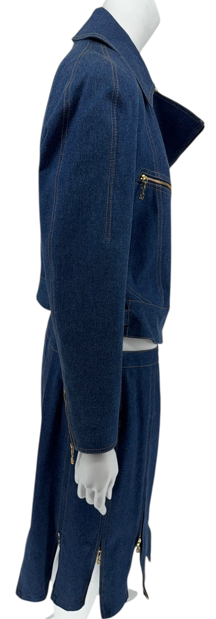 Escada Denim Two-Piece Skirt Set – Size 38 – Excellent Pre-Owned Condition