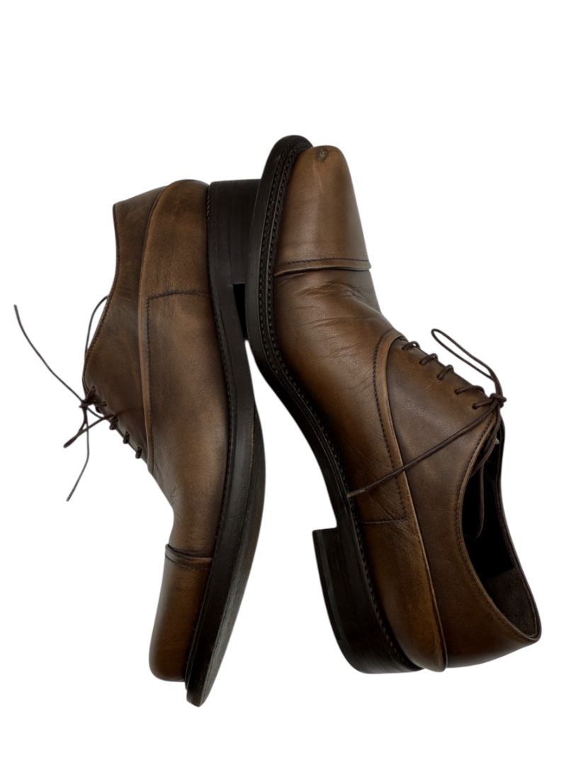 Prada Men’s Black Leather Cap Toe Lace-Up Shoes – Size 6.5