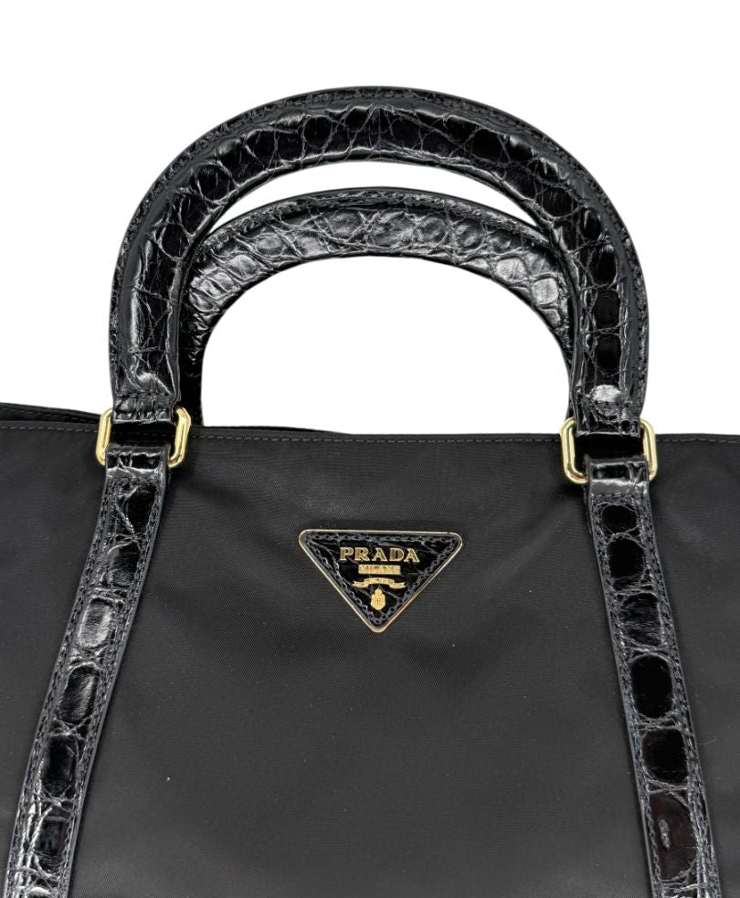Prada Tessuto Nylon & Leather Trim Tote – Nero