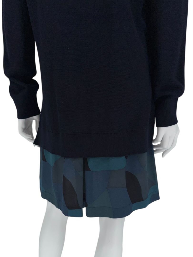 Louis Vuitton Navy Knit Tunic Dress with Printed Hem - Size L