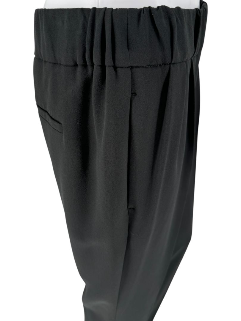 Brunello Cucinelli Black Tapered Pull-On Trousers with Side Pockets – US 8