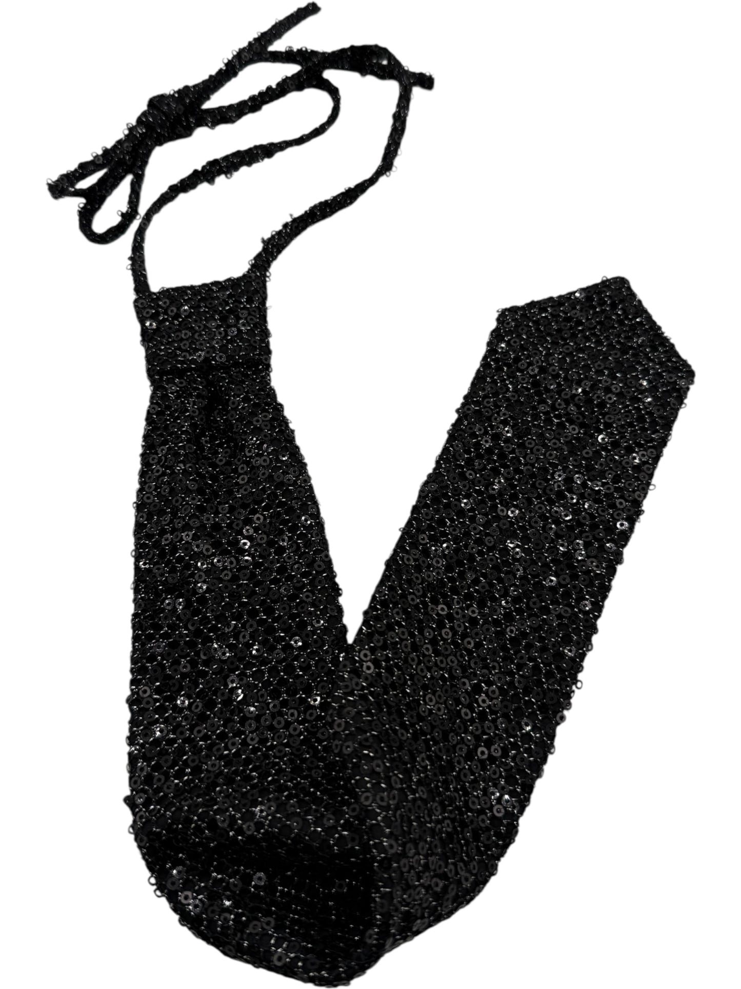Pamella Roland Black Sequin Neck Tie – One Size