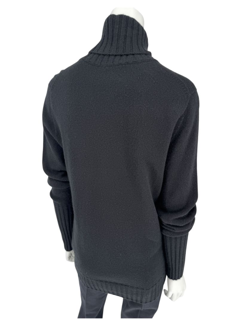 Kiton Black Cashmere Turtleneck Sweater – Size 46