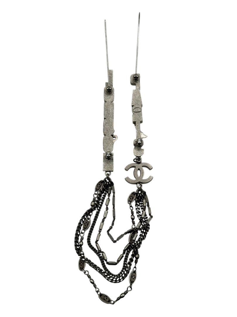 Chanel Crystal CC London–Paris Multi-Strand Chain Brooch – Silver Tone (Fall 2008)