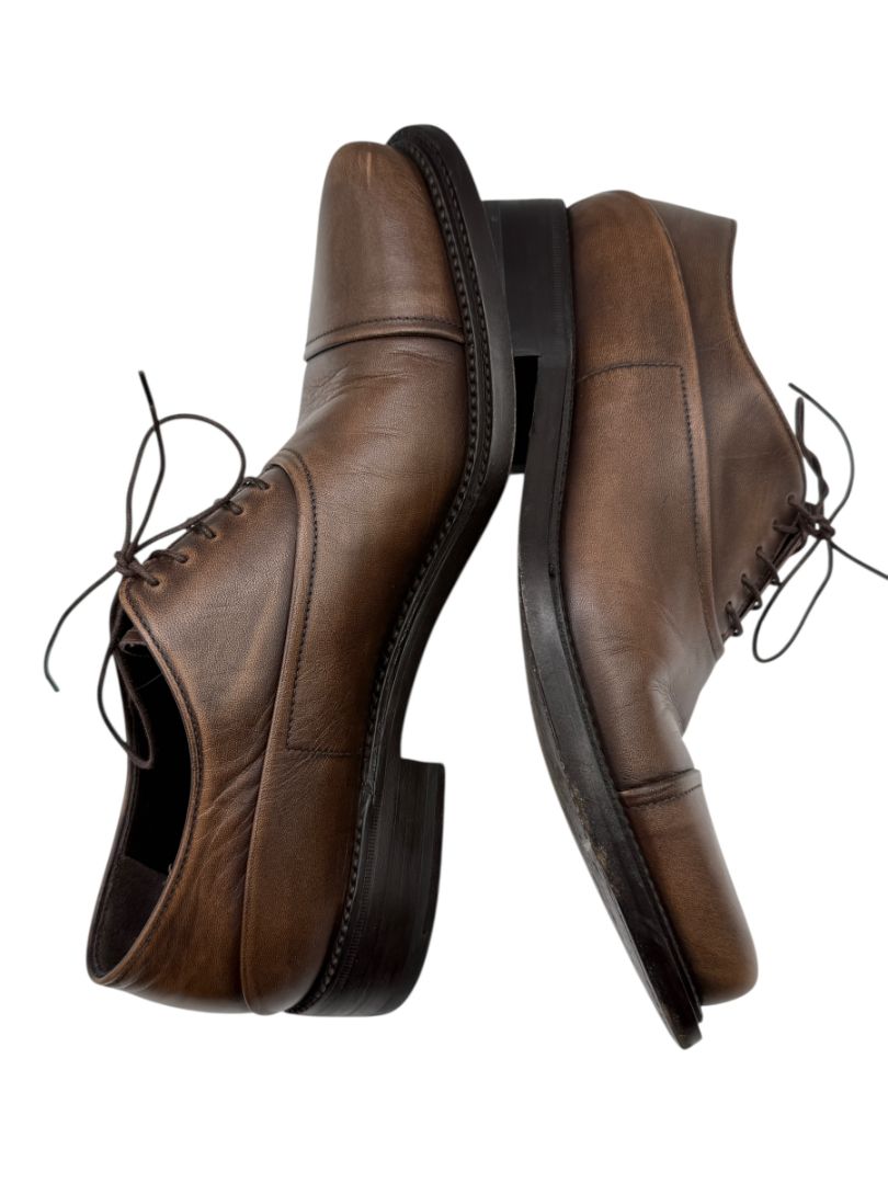 Prada Men’s Black Leather Cap Toe Lace-Up Shoes – Size 6.5