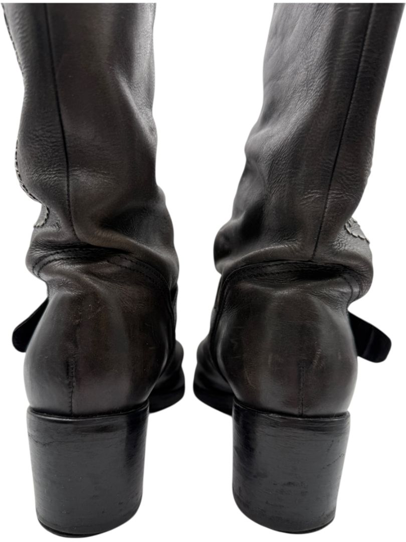 Patrick Cox Studded Skull Leather Moto Boots – Made in Italy – Size 40