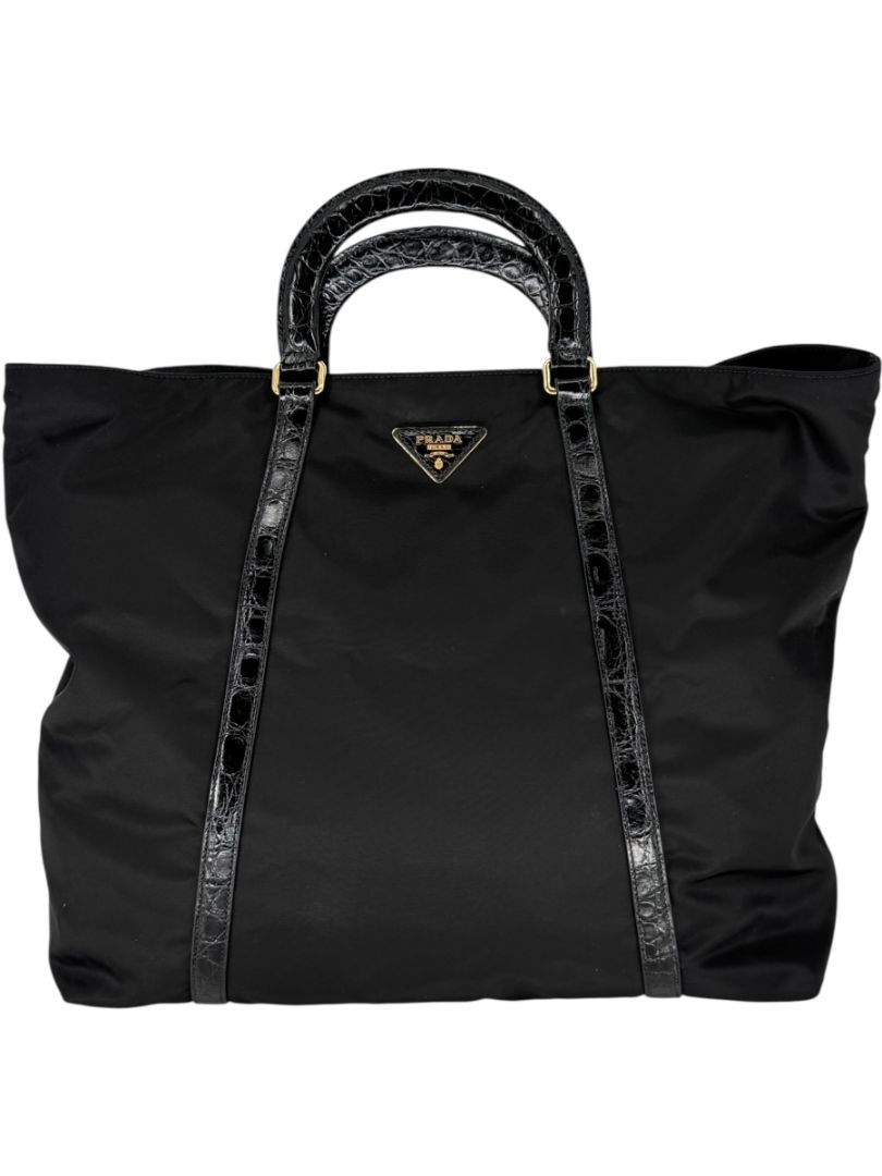 Prada Tessuto Nylon & Leather Trim Tote – Nero