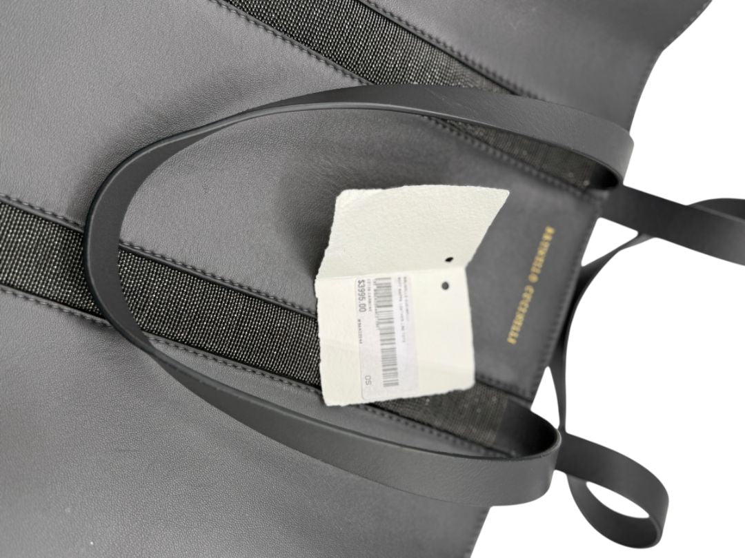 Brunello Cucinelli Graphite Gray Leather Tote with Monili Bead Trim