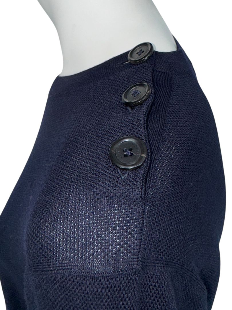 Louis Vuitton Navy Knit Tunic Dress with Printed Hem - Size L
