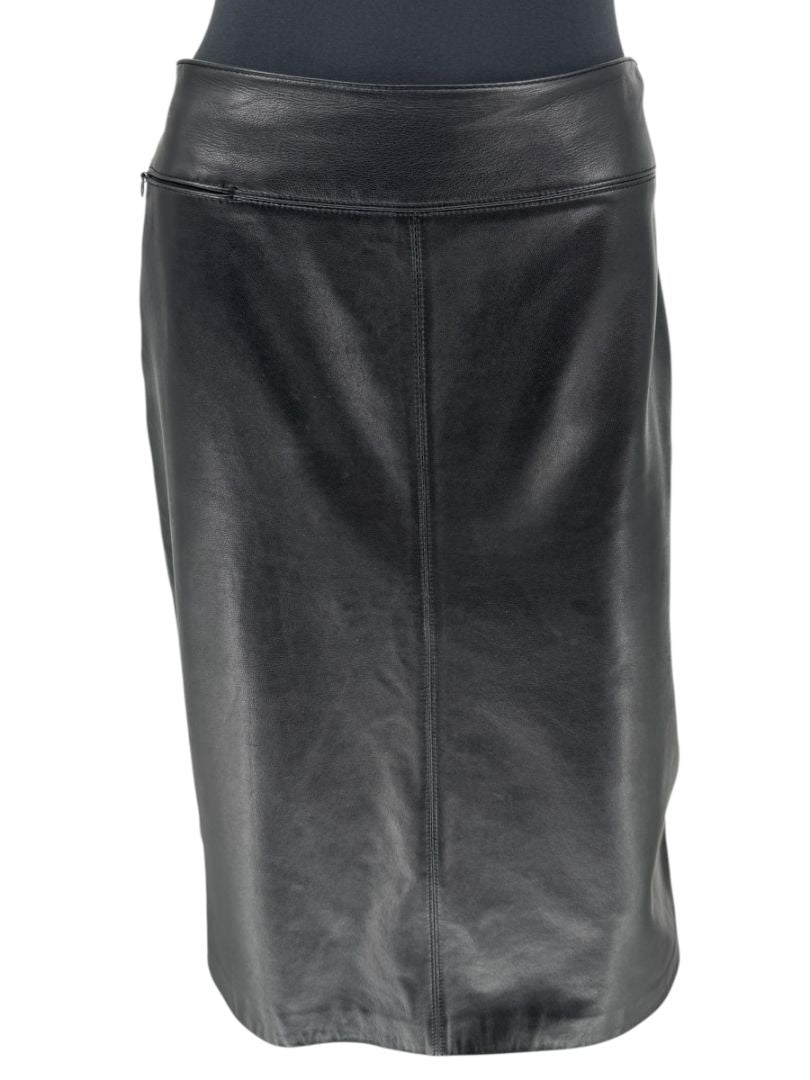 Anne Klein Black Leather Skirt – Size 10