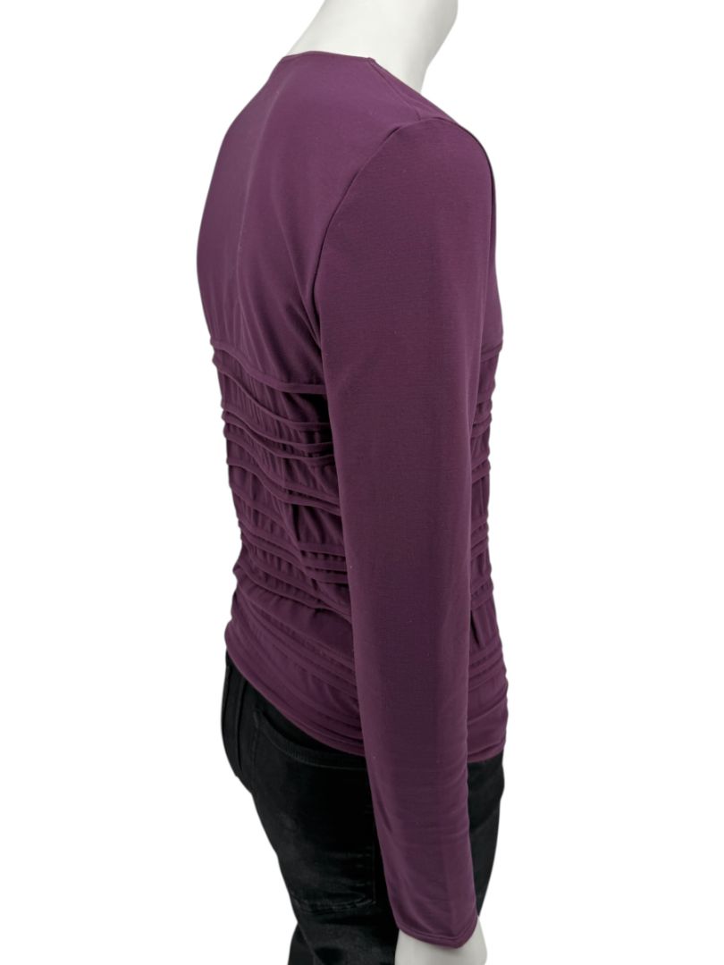 Wolford Plum Textured Pleated Long-Sleeve Top – Large
