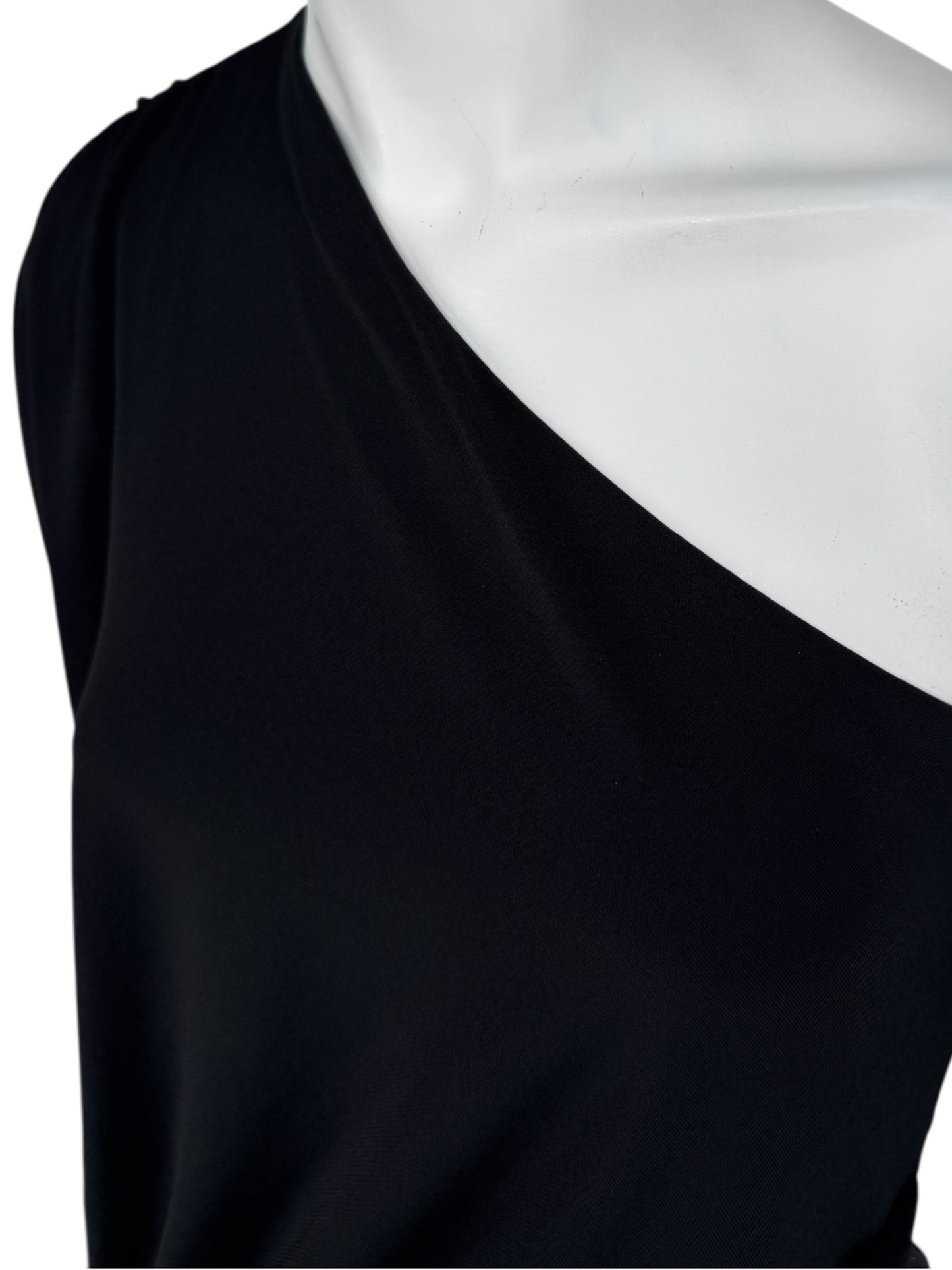 Lida Baday Black One-Shoulder Draped Top – Size XS