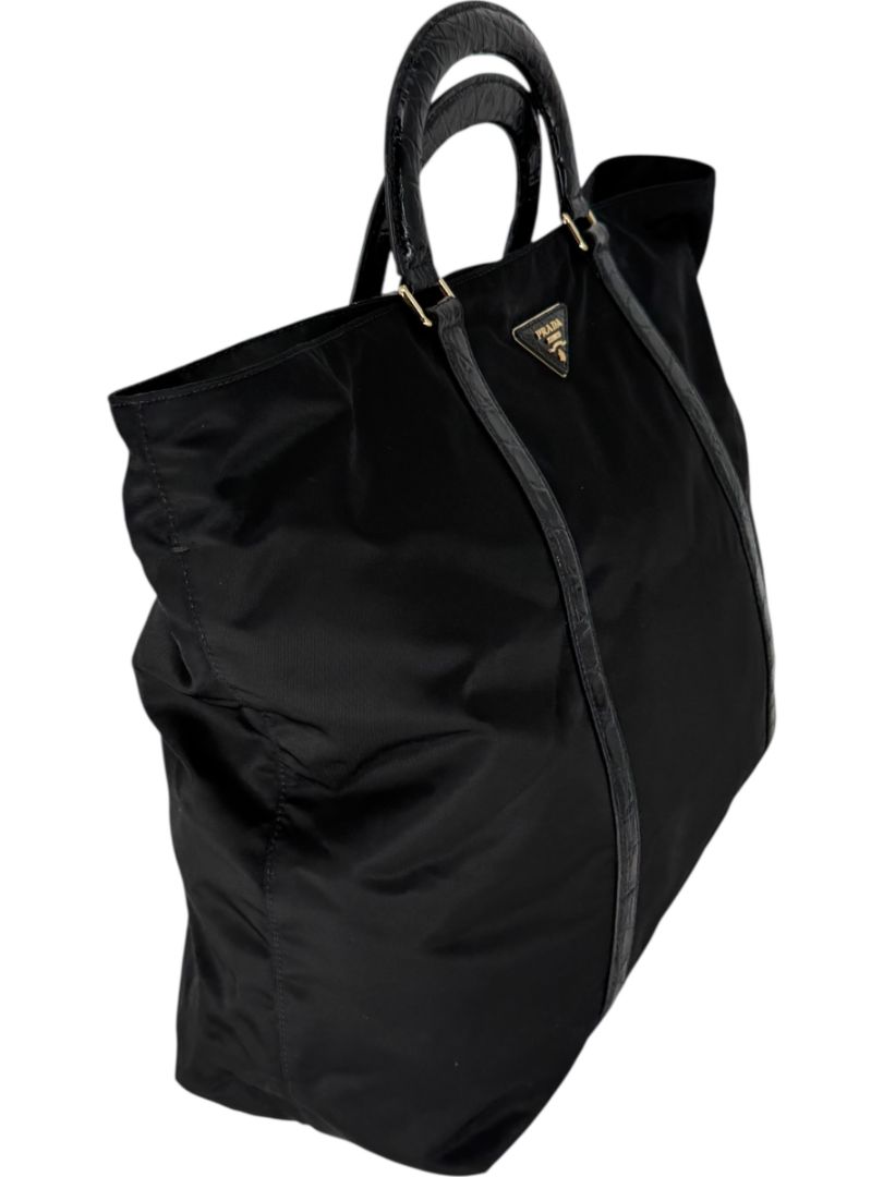 Prada Tessuto Nylon & Leather Trim Tote – Nero