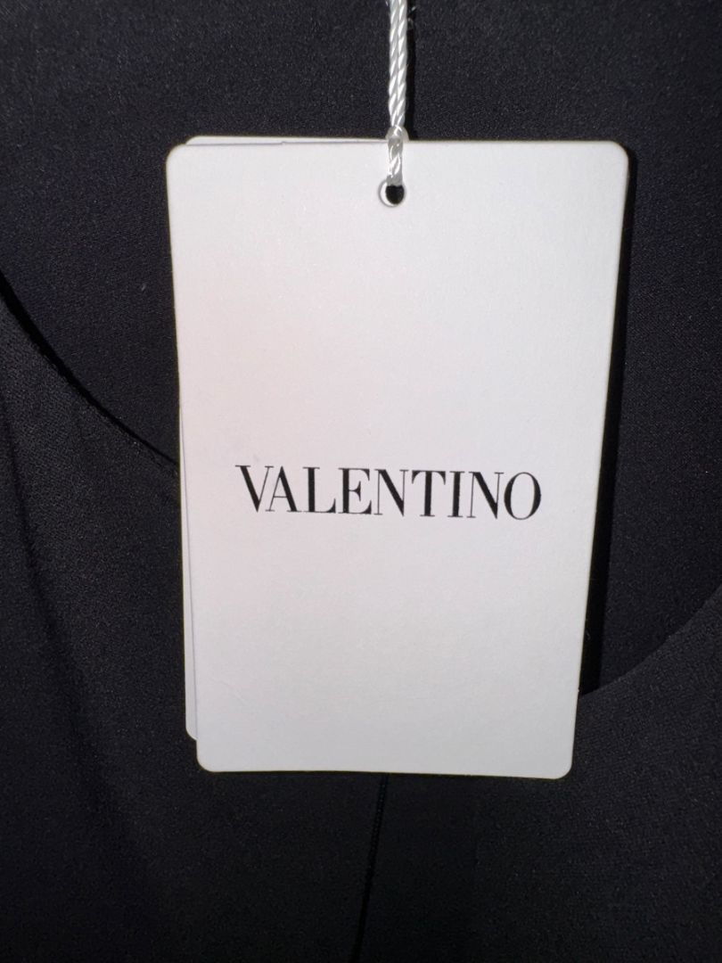 Valentino Black Long Sleeve Ruffle Mini Dress with Point d'Esprit Inset – Size US 10 / IT 46