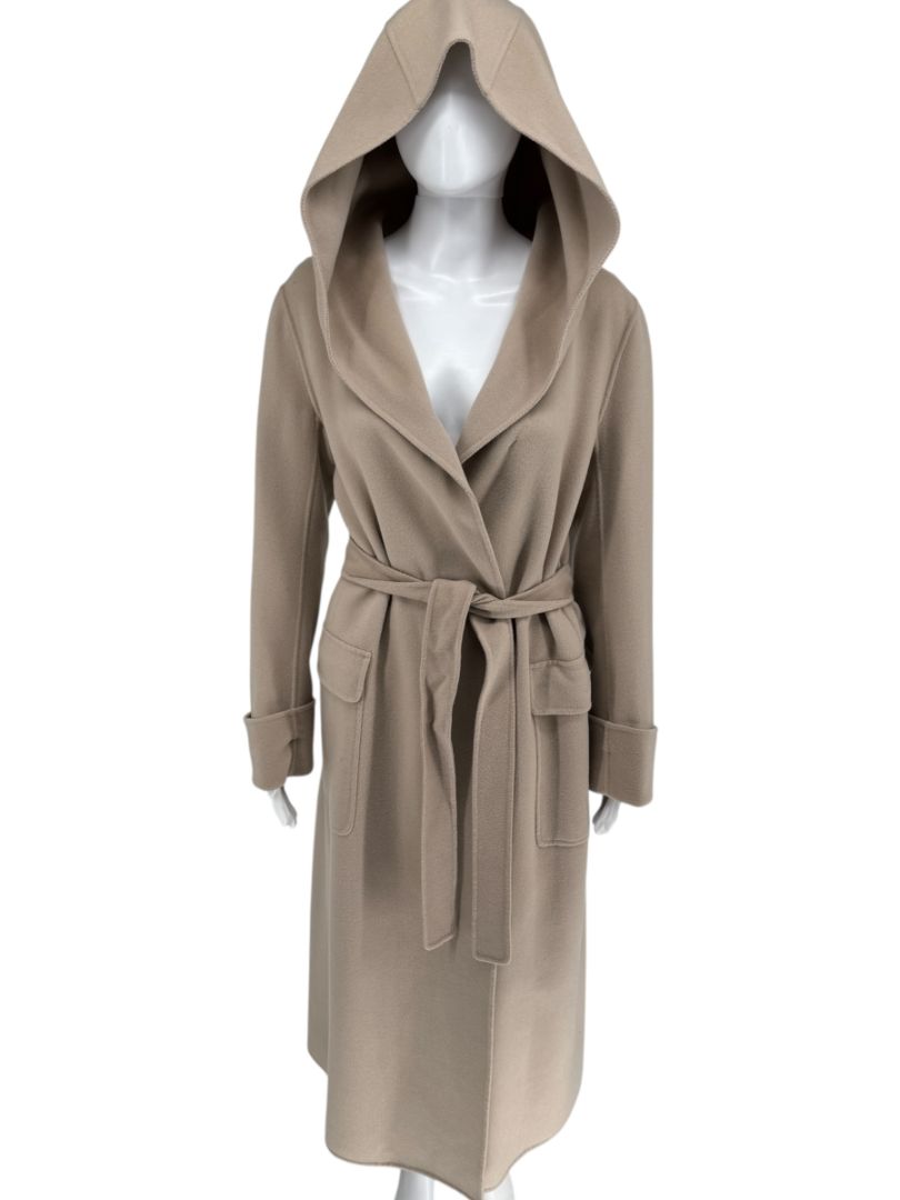 S Max Mara Camel Hooded Wrap Coat – Size 10 (IT 42)