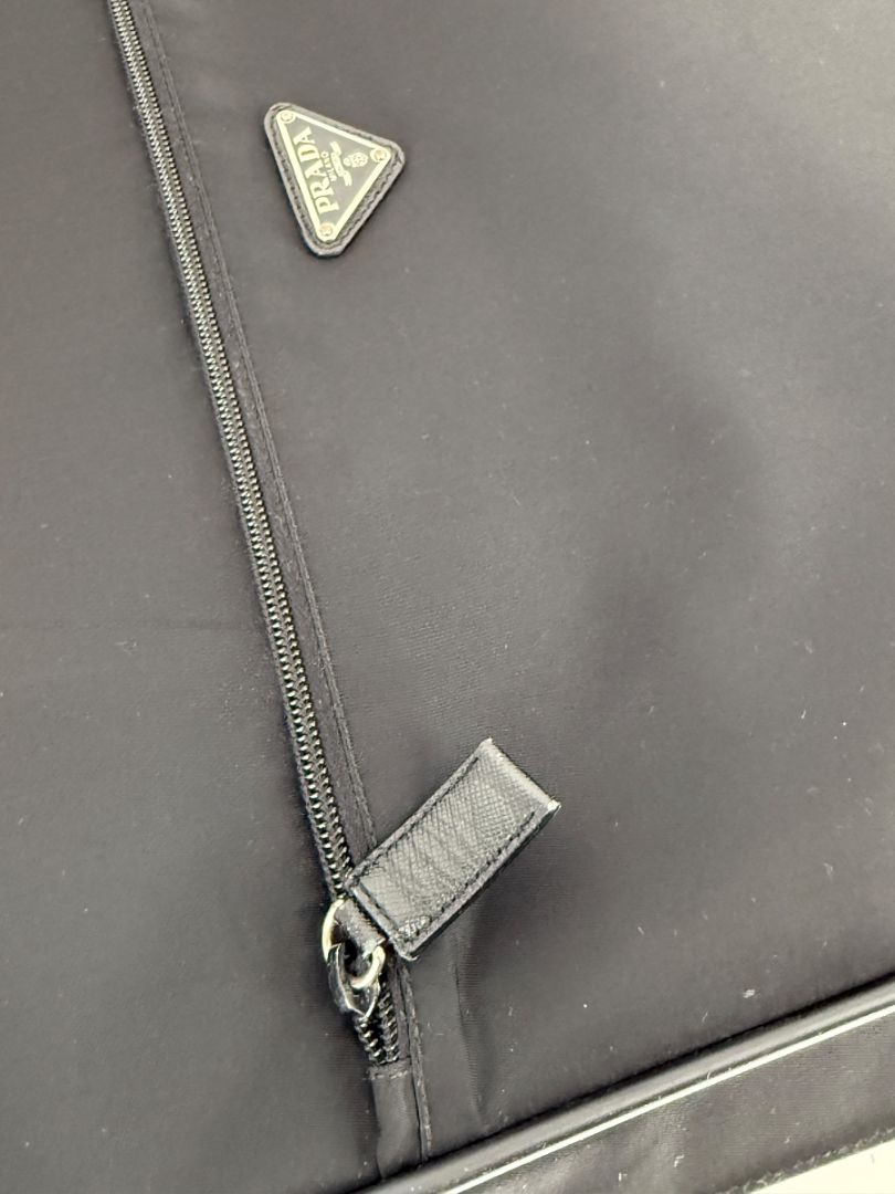 Prada Black Nylon Rolling Suitcase with Saffiano Leather Trim – 26.5" x 17.5" x 9.5"