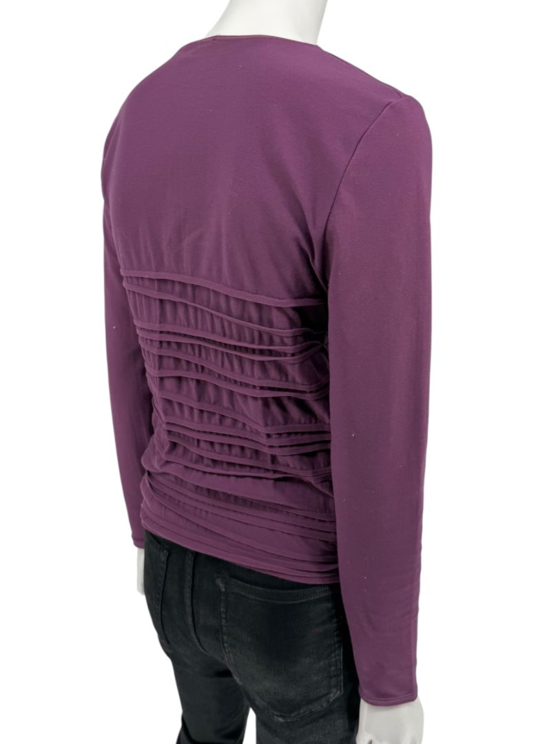 Wolford Plum Textured Pleated Long-Sleeve Top – Large