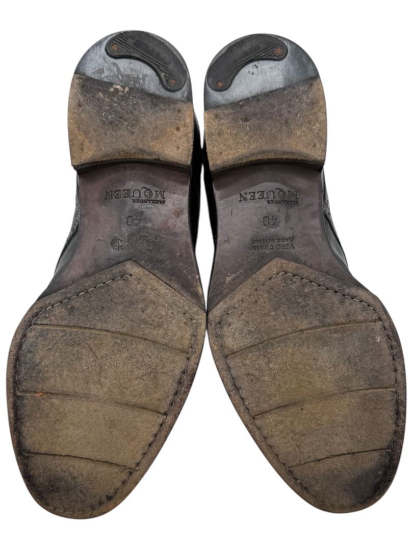 Alexander McQueen Black Leather Brogue Oxford Shoes – Men's Size 40