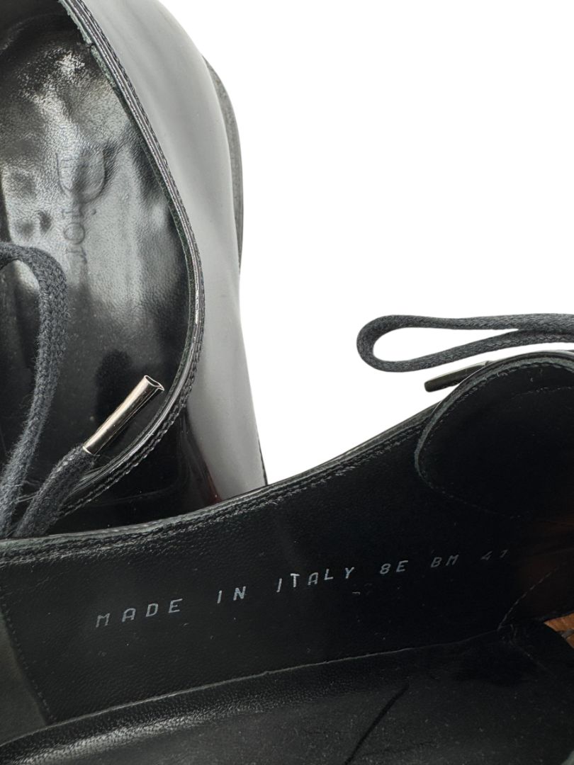 Christian Dior Black Patent Leather Oxford Shoes – Size 8 Men's