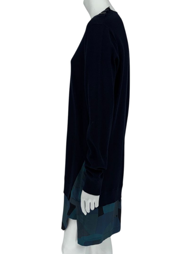 Louis Vuitton Navy Knit Tunic Dress with Printed Hem - Size L