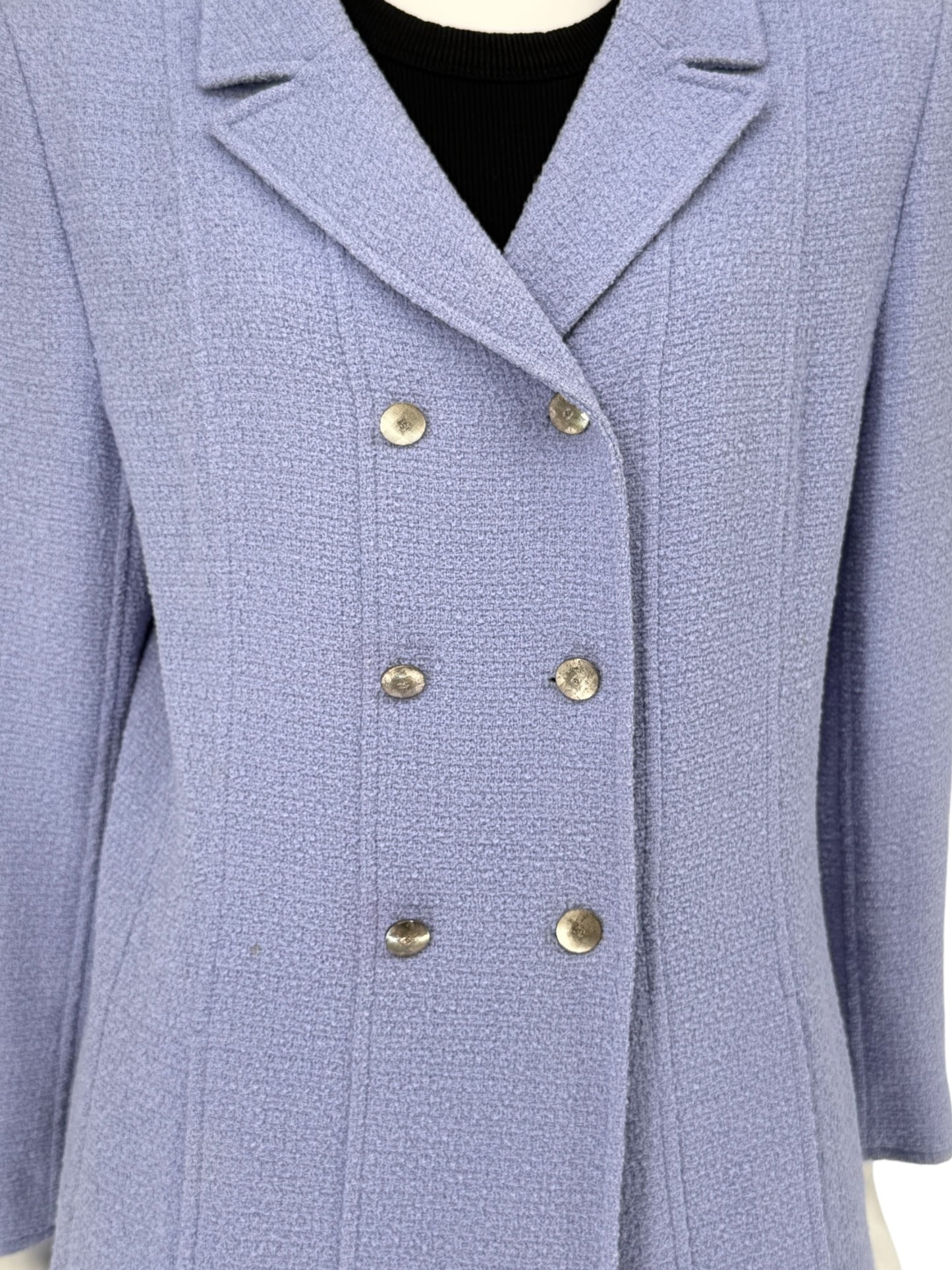 Fall 1998 Chanel Boutique Periwinkle Tweed Skirt Suit – Size FR 46