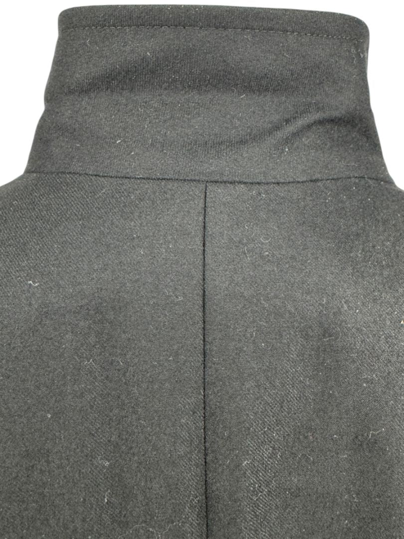 Akris Punto Black Wool Jacket with Leather & Velvet Appliqué – Size US 12