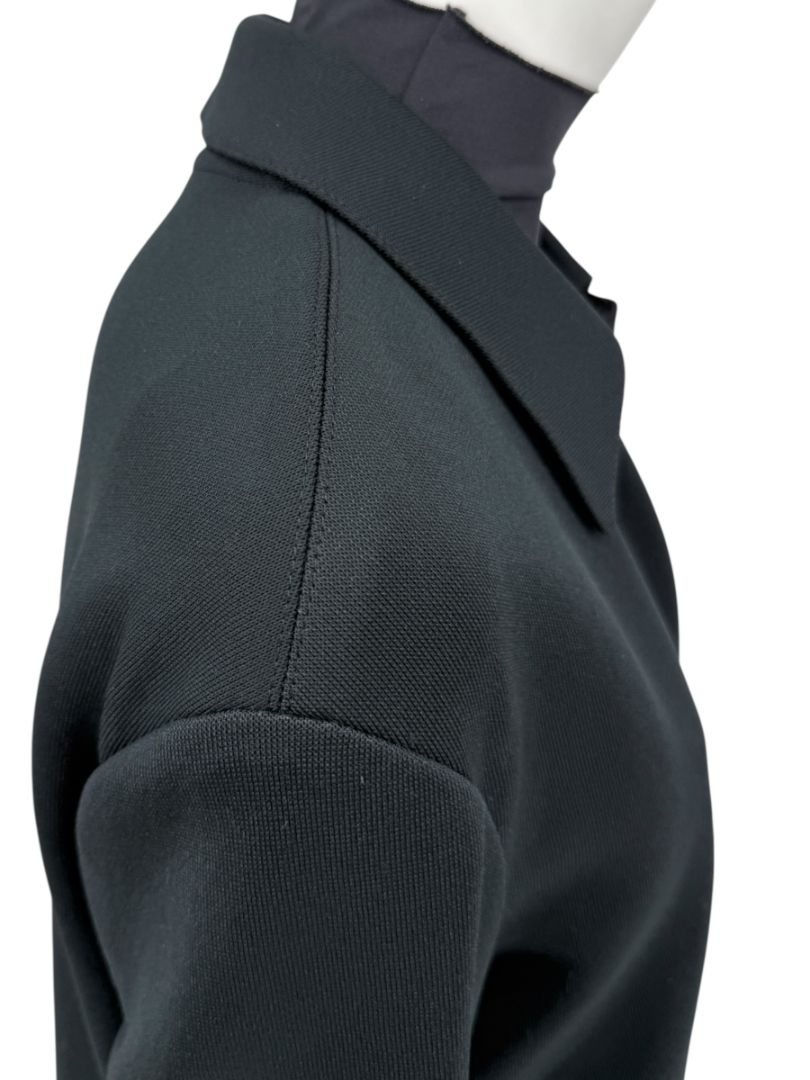 Pamella Roland Black Long Coat Minimalist Hidden Placket Shirt Collar - Large