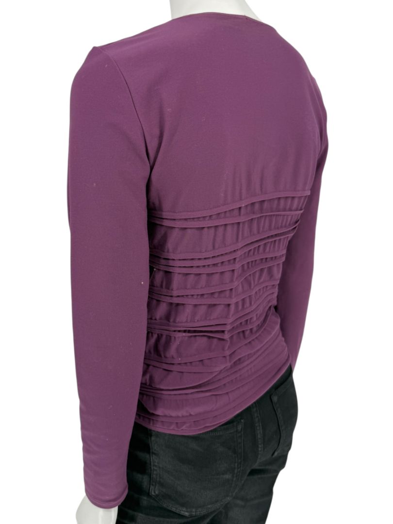 Wolford Plum Textured Pleated Long-Sleeve Top – Large